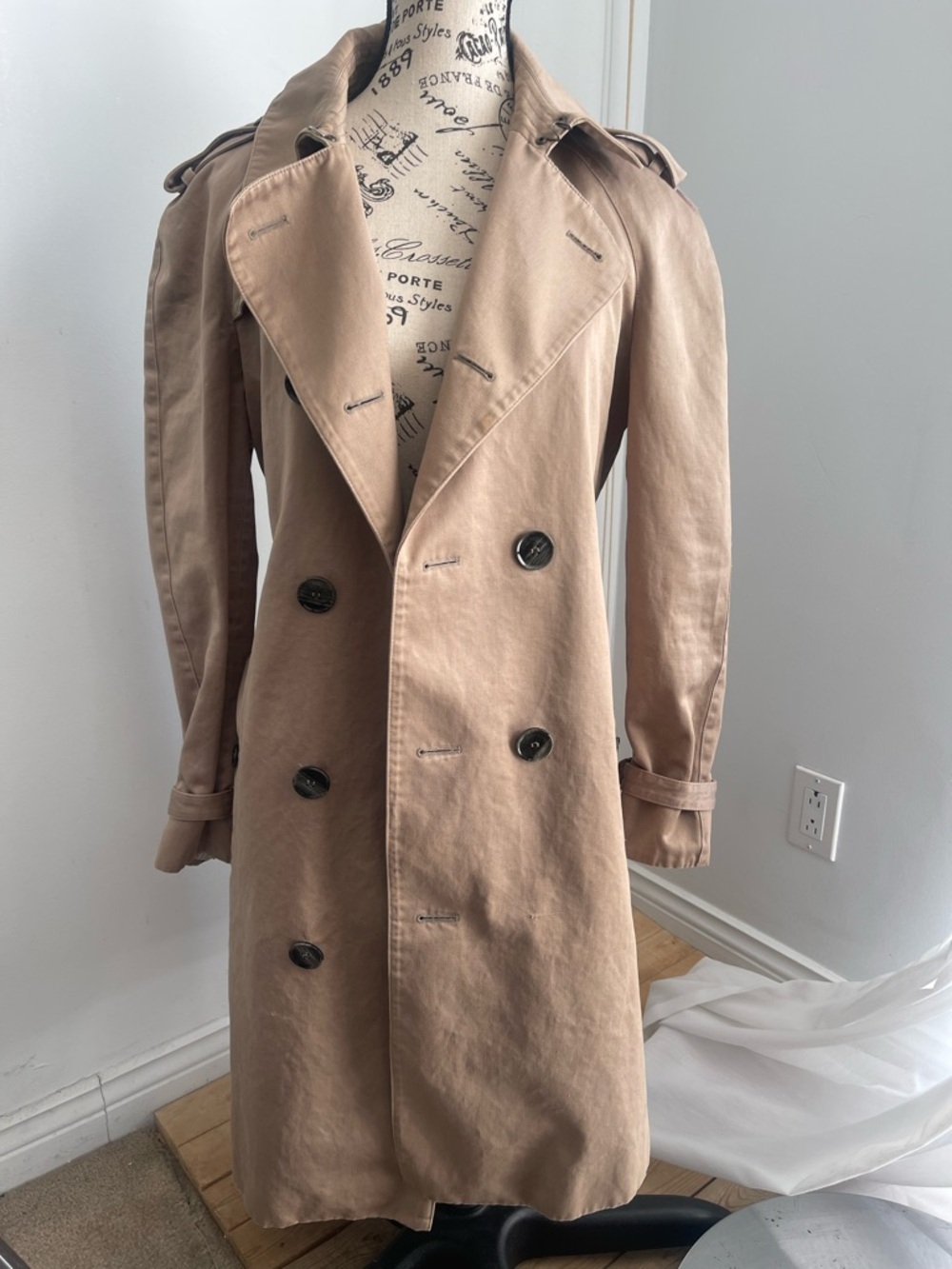 Burberry Tan Double-Breasted Trench Coat